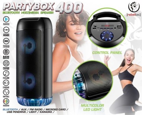 Głośnik Bluetooth PartyBox 400 Rebeltec przenośny z RGB 20W Głośnik Bluetooth PartyBox 400 Rebeltec przenośny z RGB 20W