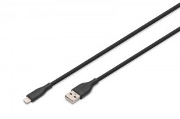 Kabel zasilający Digitus USB-A Lightning 12W silikonowy 2m czarny