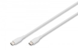 Kabel zasilający Digitus USB-C do USB-C 60W 0,5m biały silikonowy